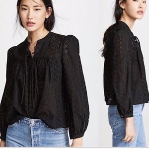Madewell Black Eyelet Long sleeve Blouse